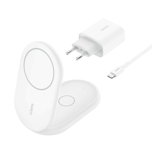 Belkin BoostCharge 2in1 Wireless Charging Stand with Magnetic Qi2 15W - White
