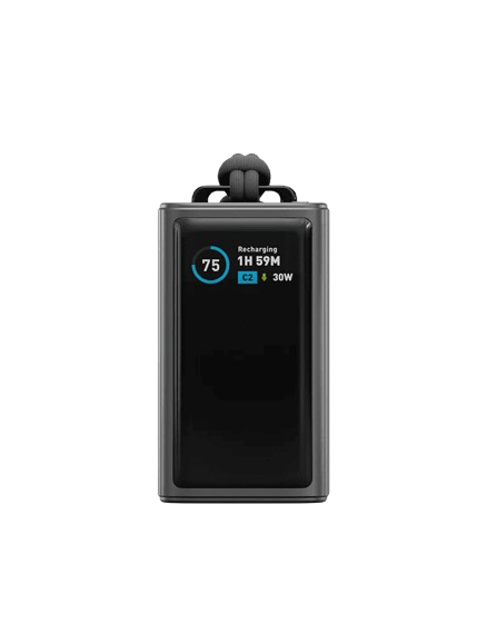ENERGEA Compac Arc 45, 10000mAh Powerbank With Built In 70cm Usb-c Cable Pd 45W - GUNMETAL