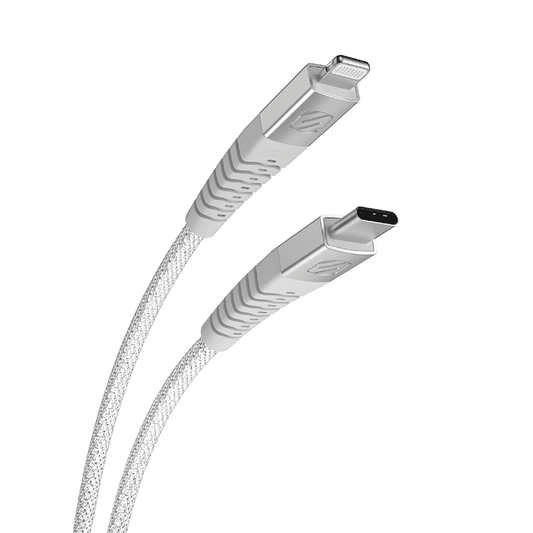 كابل Scosche StrikeLine متين USB-C إلى Lightning بطول 8 أقدام (2.4 متر) - أبيض