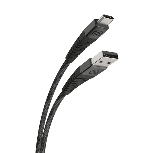 كابل Scosche Strikeline متين ومضفر، من USB-A إلى USB-C، بطول 1.2 متر (4 أقدام) - رمادي