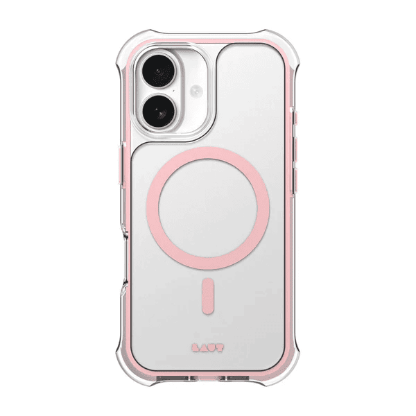 Rear view of the subtle, stylish Laut AERO PROTECT defense case for iPhone 17 in Lace Pink available at Tradeline.