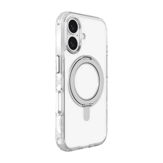 Back side view highlighting the sleek drop protective bumper edges of the Laut CRYSTAL MATTER iPhone 16 Crystal case from Tradeline.