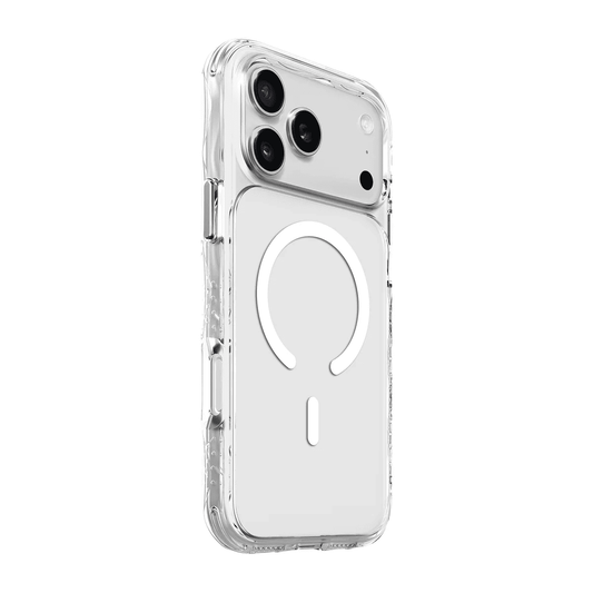 Back side view showcasing the slim profile and tactile buttons of the Laut CRYSTAL MATTER X iPhone 17 Pro Crystal case at Tradeline Egypt.