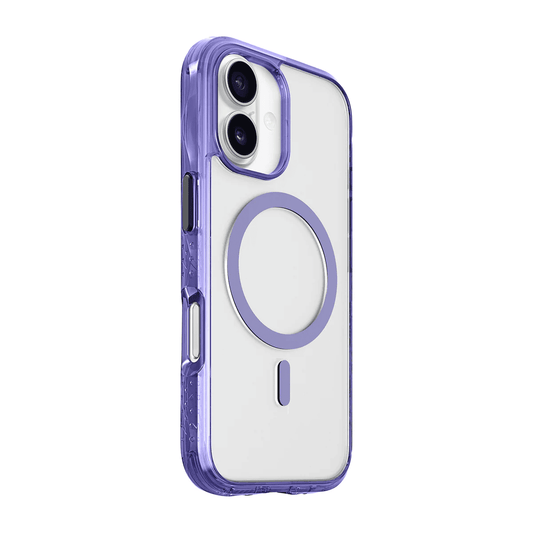 Back side view showing the precise camera cutouts on the Laut CRYSTAL MATTER X iPhone 17 Purple Crystal phone cover from Tradeline Egypt.