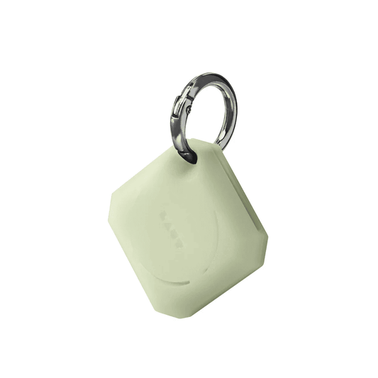Front view in daylight of the unique LAUT HUEX GEM case for AirTag in Glow in The Dark available at Tradeline.