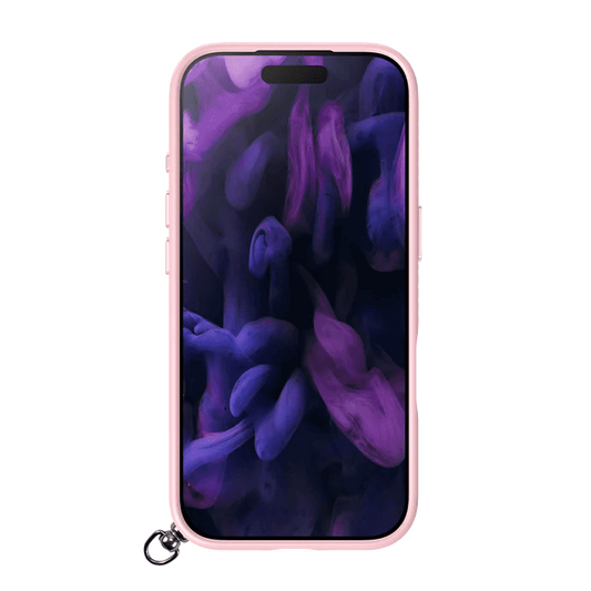 Front view demonstrating the impact-resistant display frame of the Laut KEYKO POP case for iPhone 17 Pro Max Rosy Wave from Tradeline Egypt.