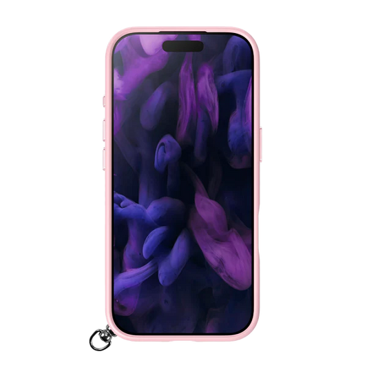 Front view showing the screen edge protection on the Laut KEYKO POP everyday case for iPhone 17 Pro Rosy Wave from Tradeline.