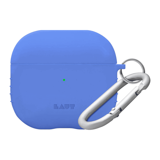 Closed front view showcasing the smooth matte finish of the LAUT POD AirPods 4 Heron Blue protective sleeve from Tradeline Egypt.