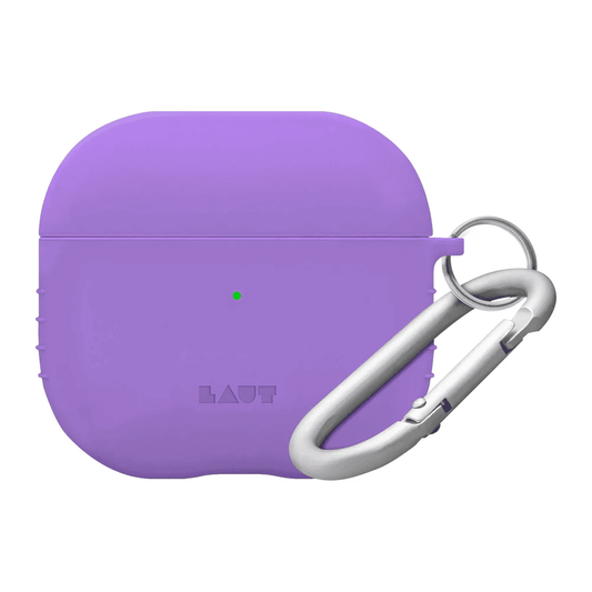 Closed front view highlighting the form-fitting design of the LAUT POD AirPods 4 Lavander cover from Tradeline Egypt.