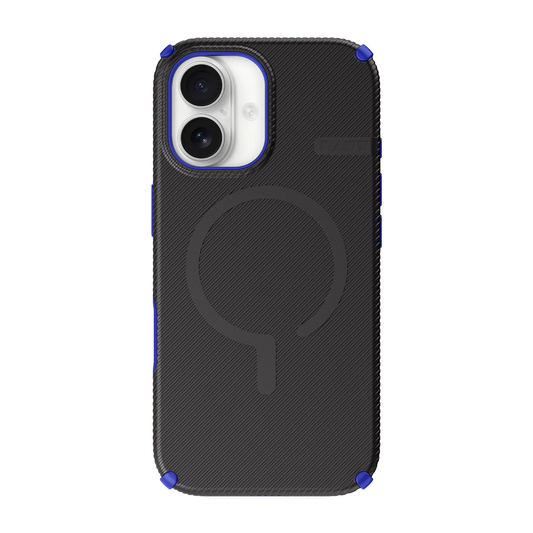 Rear view of the durable Laut SHIELD FLUX everyday drop protective case for iPhone 17 in Midnight Blue at Tradeline.