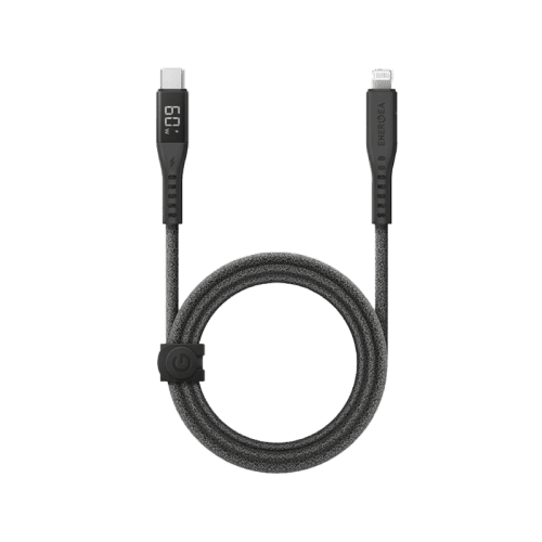 ENERGEA Flow Lightning to USB-C Cable With Display 1.5M - BLACK