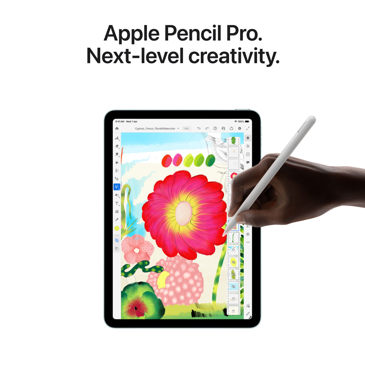 Apple Intelligence features displayed on the 11-inch iPad Air Wi-Fi 1TB Starlight M4 at Tradeline.
