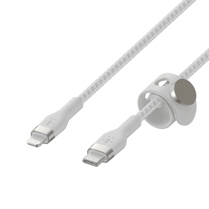 كابل Belkin BOOST↑CHARGE PRO Flex من USB-C إلى Lightning بطول 3 متر - أبيض