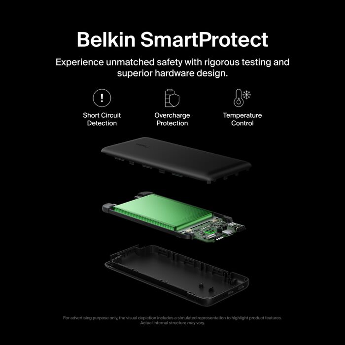 Belkin BoostCharge Plus 10K USB-C Power Bank with Integrated Cables - Black