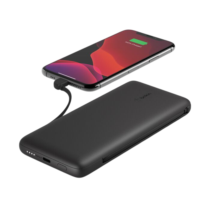 Belkin BoostCharge Plus 10K USB-C Power Bank with Integrated Cables - Black