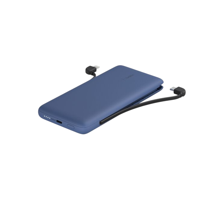 Belkin BoostCharge Plus 10K USB-C Power Bank with Integrated Cables - Blue