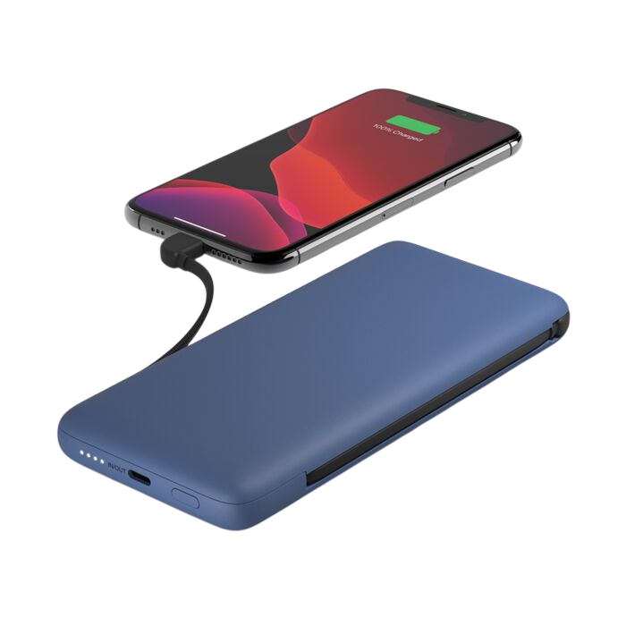 Belkin BoostCharge Plus 10K USB-C Power Bank with Integrated Cables - Blue