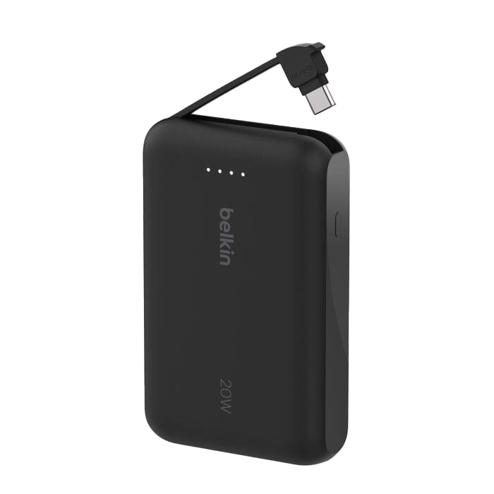 Belkin BoostCharge Power Bank 10K with Integrated Cable USB-C 20W - Black