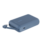 باور بنك Belkin BoostCharge بسعة 10,000 مللي أمبير مع كابل USB-C مدمج بقدرة 20 واط - أزرق