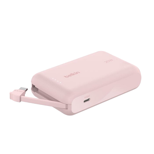 Belkin BoostCharge Power Bank 10K with Integrated Cable USB-C 20W - Pink