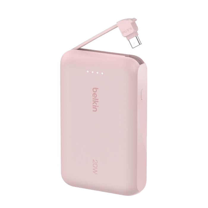 Belkin BoostCharge Power Bank 10K with Integrated Cable USB-C 20W - Pink