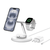 Belkin BoostCharge Pro 3-in-1 Magnetic Charging Stand with Qi2 Fast Wireless Charging 15W - White