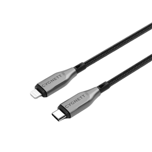 كابل Cygnett Armoured من Lightning إلى USB-C بطول 1 متر - أسود