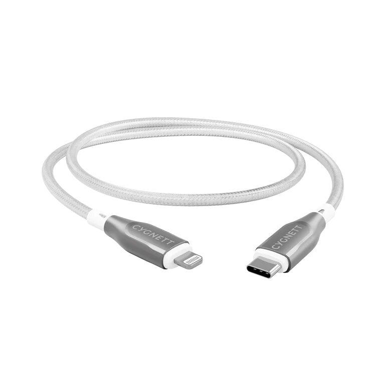 Cygnett Armoured Lightning To USB-C 1m - White