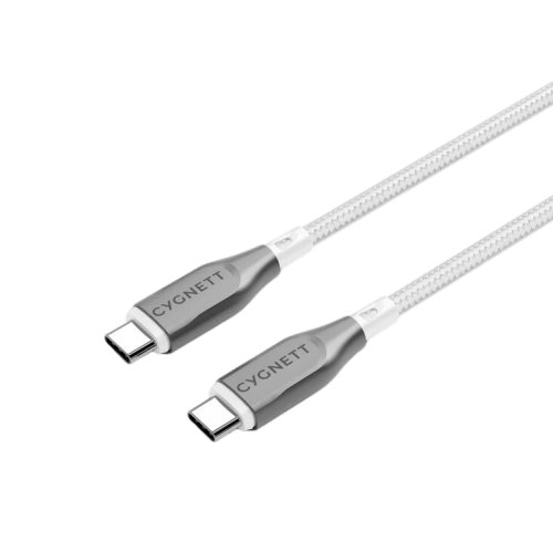 كابل Cygnett Armoured USB-C إلى USB-C (USB 2.0) بطول 1 متر - أبيض