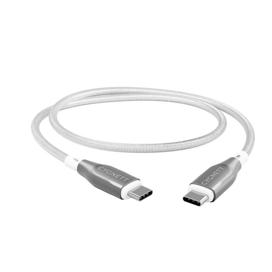 كابل Cygnett Armoured USB-C إلى USB-C (USB 2.0) بطول 1 متر - أبيض