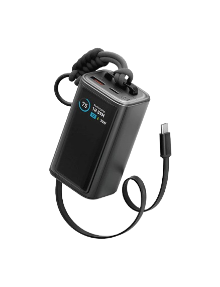 بطارية ENERGEA ComPac Arc 45 بسعة 10,000mAh مع كابل USB-C مدمج بطول 70 سم وشحن PD بقدرة 45 واط - Gunmetal