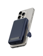 ENERGEA Magpac Pro+ 10000mAh Magsafe Qi2 Power Bank With Built-in Cable And Stand - Blue