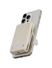 ENERGEA Magpac Pro+ 10000mAh Magsafe Qi2 Power Bank With Built-in Cable And Stand - Sand