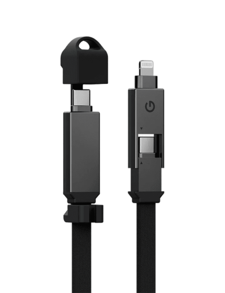 ENERGEA Sheath 2-in-1 USB-C to USB-C + Lightning Cable 60W 15cm - GUNMETAL