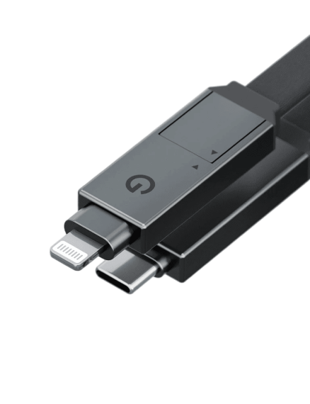 ENERGEA Sheath 2-in-1 USB-C to USB-C + Lightning Cable 60W 15cm - GUNMETAL