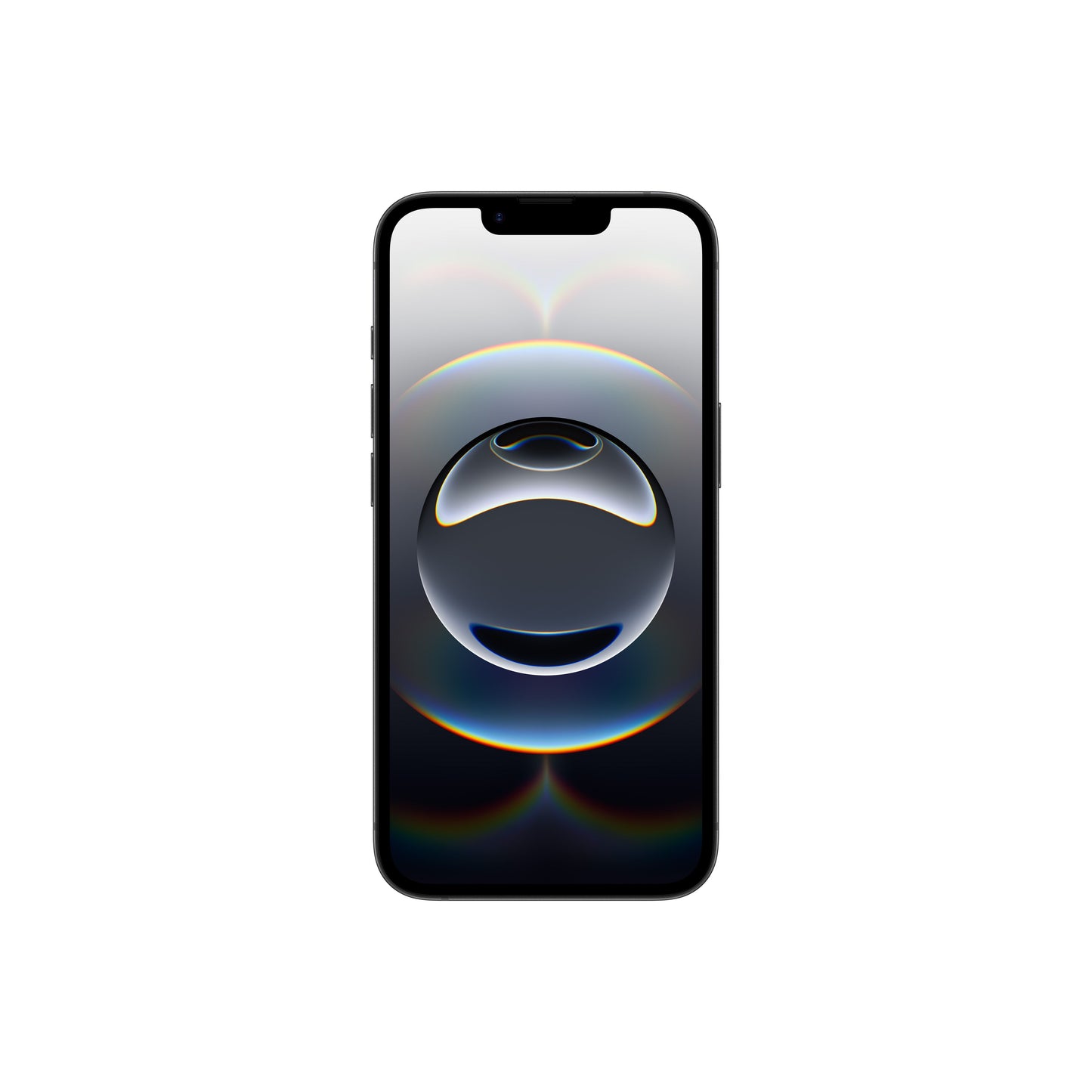 This newly provided image continues that same pattern, showing the front view of a dark smartphone featuring a traditional display notch rather than the modern Dynamic Island layout.