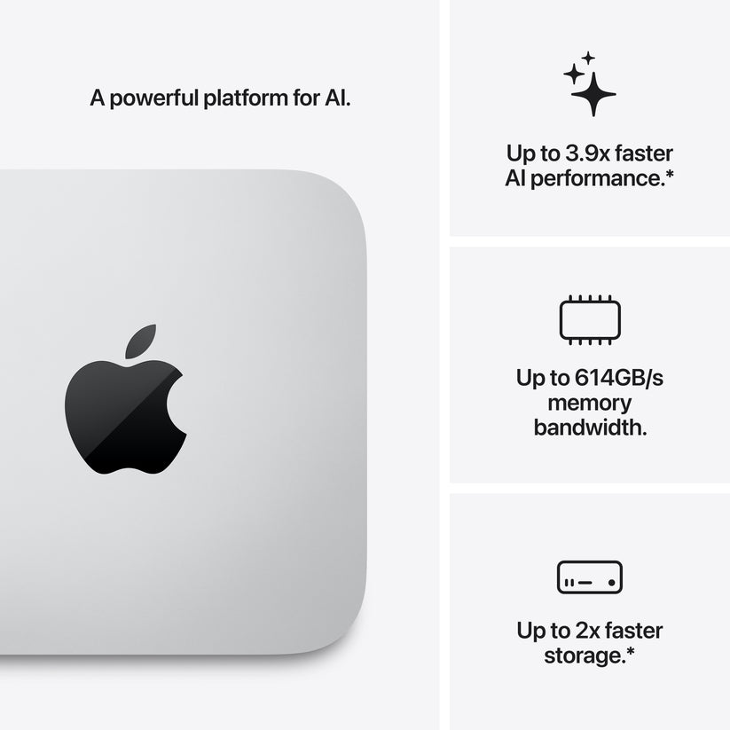 AI Performance: Positioned as a powerful platform for AI, offering up to 3.9x faster AI performance.

Memory Bandwidth: Features up to 614GB/s memory bandwidth.

Storage: Delivers up to 2x faster storage.