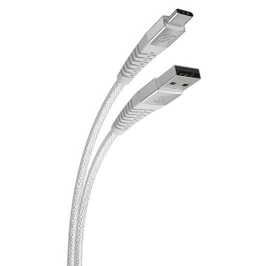 كابل Scosche StrikeLine متين مضفر USB-A إلى USB-C بطول 4 أقدام (1.2 متر) - أبيض