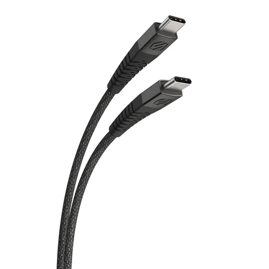 كابل Scosche Strikeline فائق التحمل ومضفر، من USB-C إلى USB-C، بطول 1.2 متر (4 أقدام) - رمادي