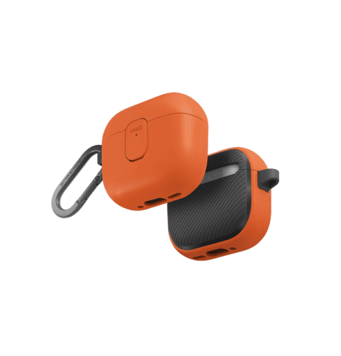 جراب UNIQ CLYDE AIRPODS الجيل الرابع بقفل – برتقالي فولت (برتقالي فولت/فحمي)
