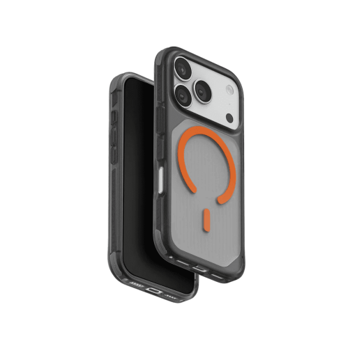 جراب UniQ Combat Active ثلاثي الطبقات متين للحماية لهاتف iPhone 17 Pro - دخاني/برتقالي