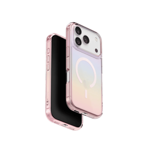 Uniq Iridescia Holographic Protective Case with MagClick Compatibility for iPhone 17 Pro - Pink Prism