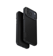 جراب UniQ Keva Edge Slimline المصنوع من ألياف الأراميد 100% لهاتف iPhone 17 Pro Max - أسود