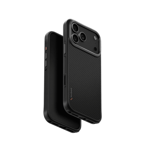 جراب UniQ Keva Tough الواقي المصنوع من أراميد لهاتف iPhone 17 Pro Max - أسود كربوني
