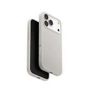 جراب UniQ Lino الهجين من السيليكون المتوافق مع MagClick لهاتف iPhone 17 Pro Max - رمادي