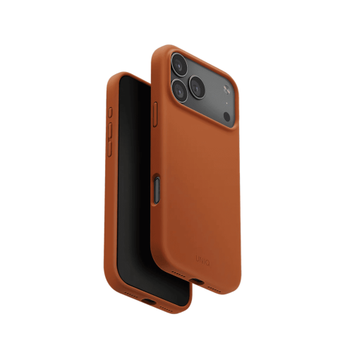 جراب UniQ Lino الهجين من السيليكون المتوافق مع MagClick لهاتف iPhone 17 Pro Max - برتقالي 