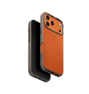 جراب UniQ Lyden DS ثنائي اللون من الجلد الصناعي الفاخر لهاتف iPhone 17 Pro Max - برتقالي ورمادي