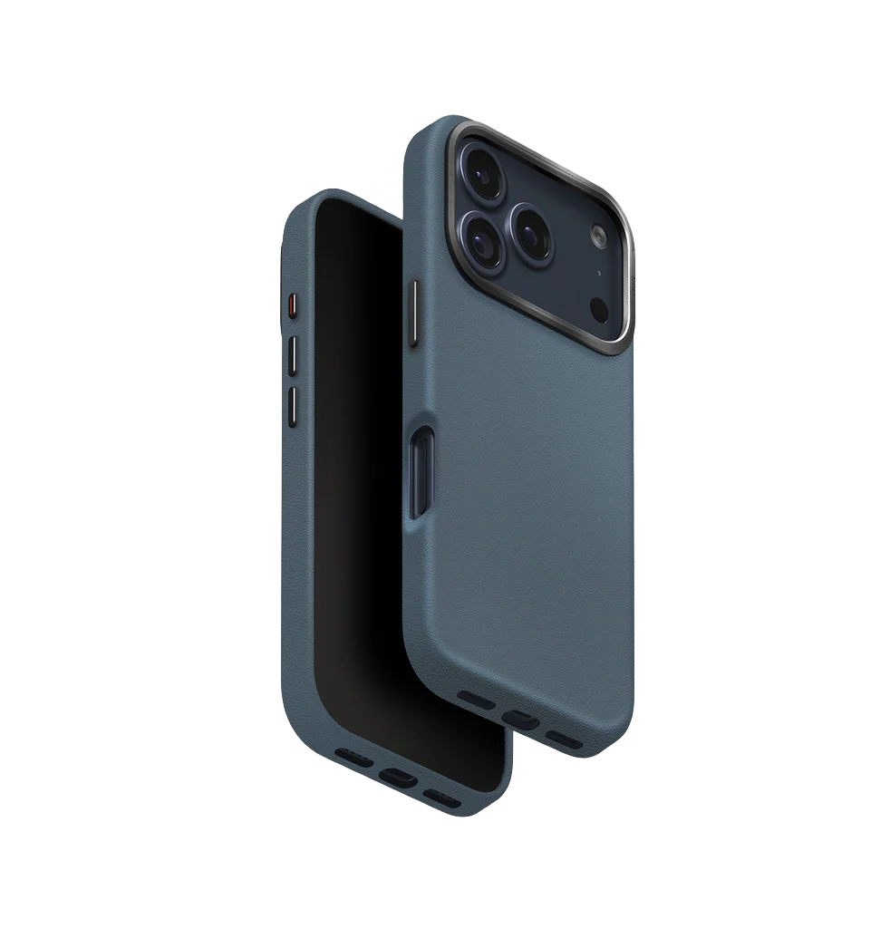 جراب UniQ Lyden الفاخر من الجلد الصناعي لهاتف iPhone 17 Pro Max - أزرق رمادي