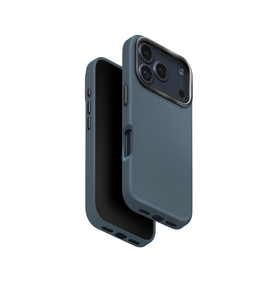 جراب UniQ Lyden الفاخر من الجلد الصناعي لهاتف iPhone 17 Pro Max - أزرق رمادي