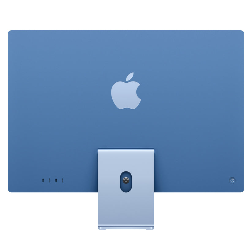 Rear view highlighting the deep blue aluminum housing on 24-inch iMac M4 512GB from Tradeline.